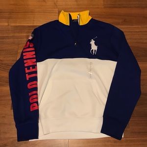 Polo Ralph Lauren Tennis Quarter Zip Big Pony Sweater M